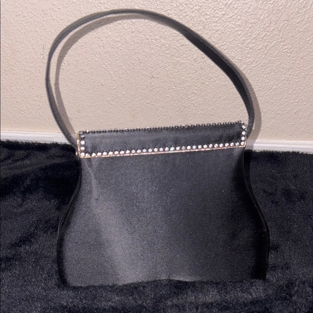 Elegant Black Satin Handbag